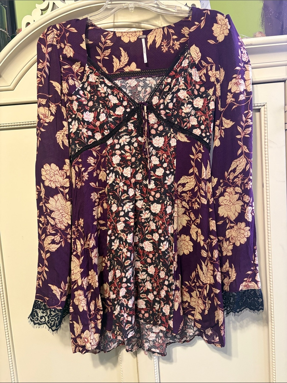 Free people odette tunic top size small purple